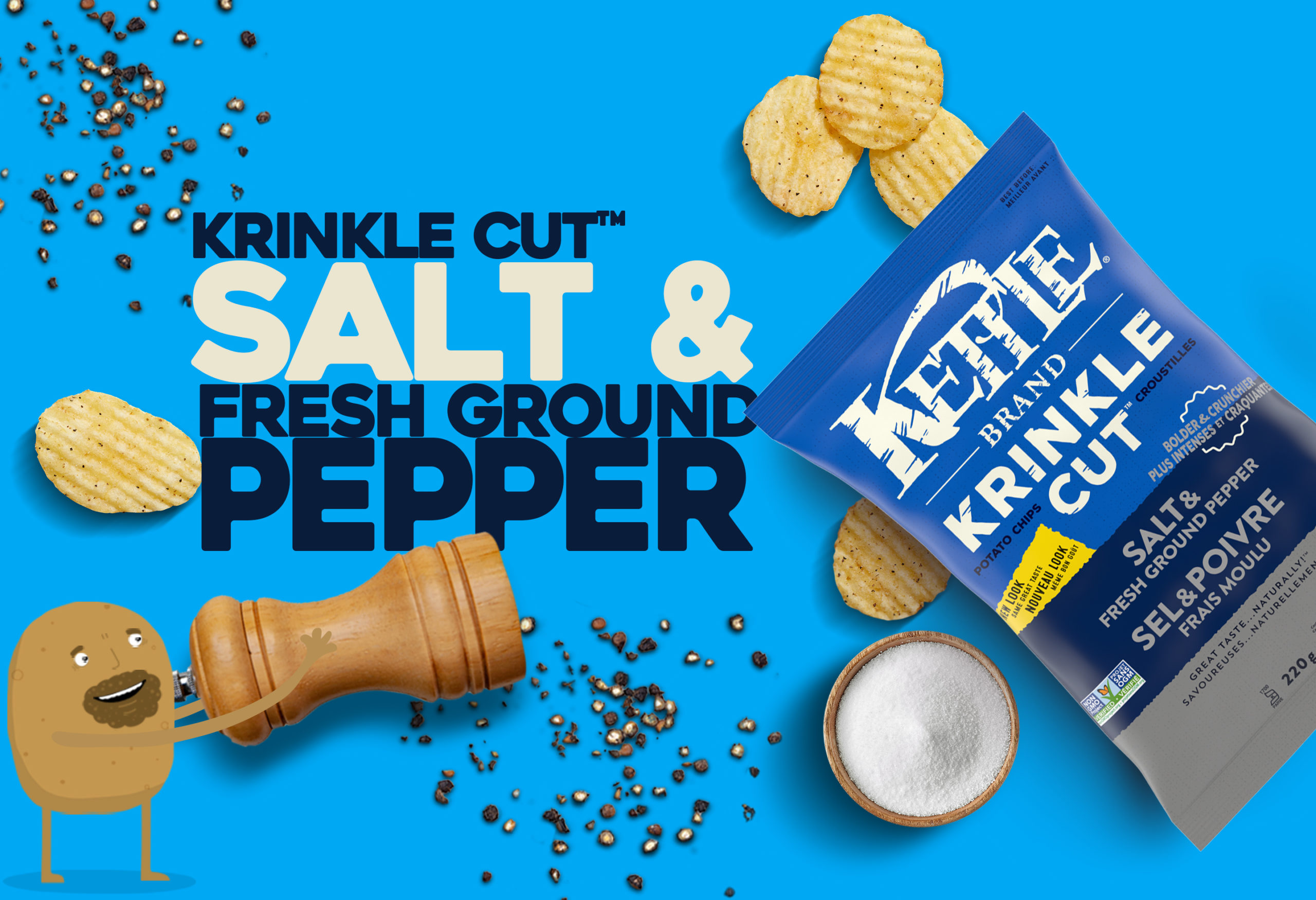 Kettle Brand Krinkle Cut Potato Chips Salt and Fresh Ground Pepper